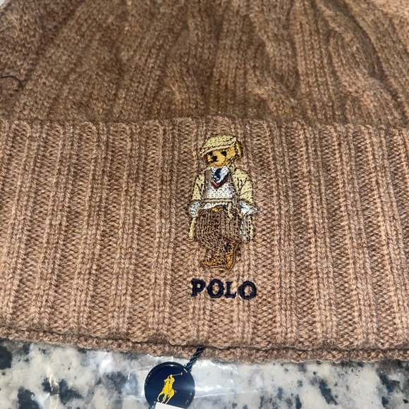 Polo by Ralph Lauren Tan Cable Knit Beanie Bear NWT - Picture 2 of 5